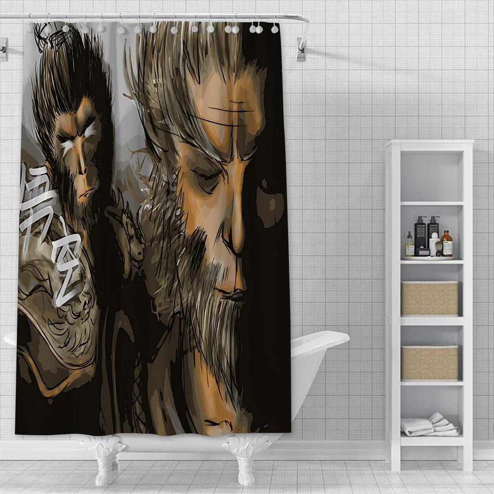

Игра Черный Миф Укун Душевая Занавеска Водонепроницаемая Полиэстер Ткань Краска Для Ванной Шторы Домашний Декор Для Ванной Занавеска С Крючком YL90x180cm