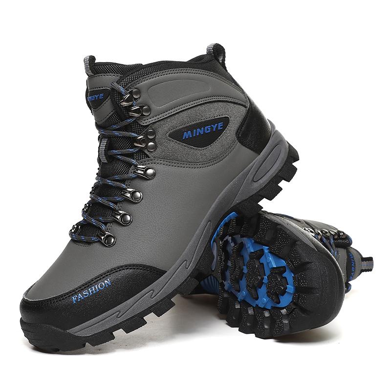 

Winter Men Hiking Shoes Outdoor Mens Ankle Boots Leather Warm Work Boots Non-Slip Walking Climbing Boots Waterproof Snow Boots 39 серый