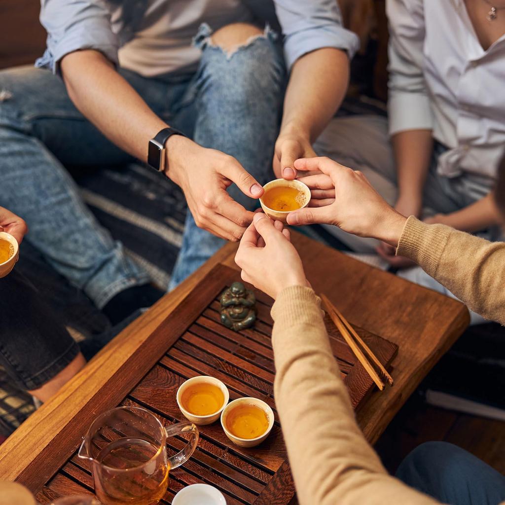 uxcell 11" Oval Classic Bamboo Tea Tray, Chinese Kung Fu Tea Set, with Teacup, Brown, for Bamboo Table Furniture, Vintage Tea Set