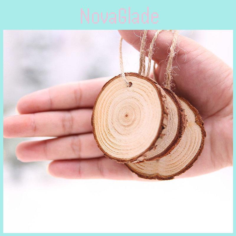 Natural X 10 Wood Slice Christmas Tree Ornament Hanging Decor Diy Craft Tag Gift
