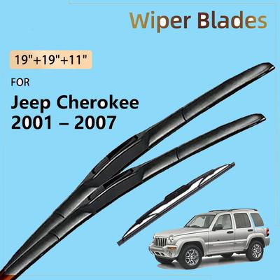 3x Front Rear Wiper Blades For Jeep Cherokee KJ 2001 - 2007 2006 2005 2004 2003 2002 Liberty Sport Windshield Windscreen Brushes