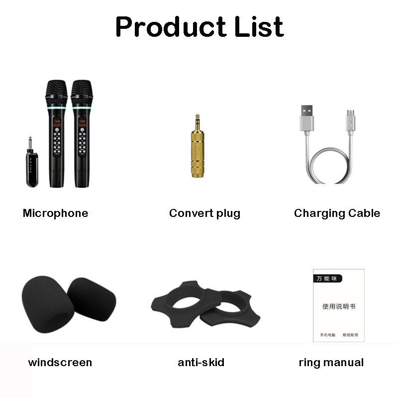 Professional Wireless Microphone Handheld Bluetooth Karaoke Mic Recording Studio Home Party Singing for Car Speaker Church Show