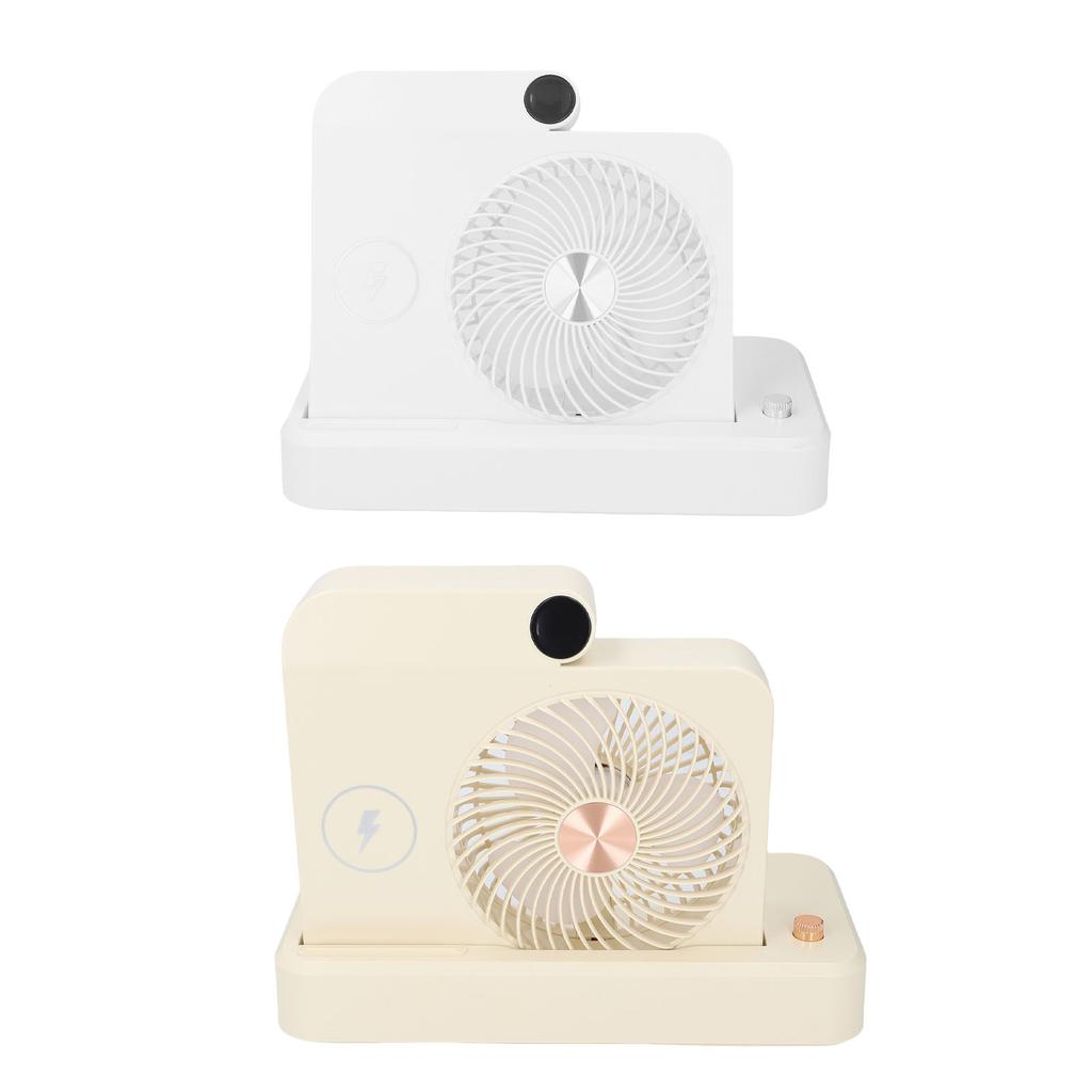 Desk Fan with Wireless Charging Station 100 Gears Adjustable Folding Quiet Small Portable Fan for Mo
