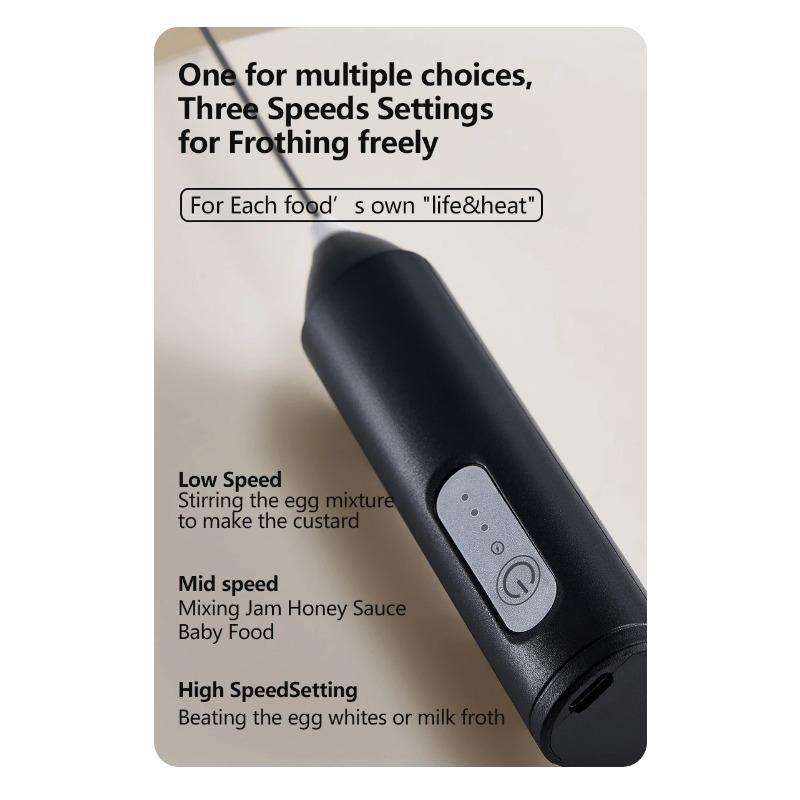 MINI napěňovač mléka USB dobíjecí 3 rychlosti Pěnový kávovar Mixér na šlehání kávy Elektrická rukojeť Mixér Šlehač vajec Šlehač na vejce Nástroje pro vaření za tepla