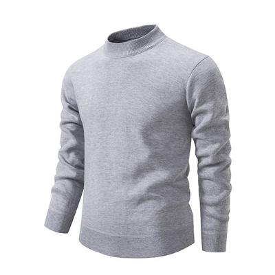 Herfst en Winter Nieuwe Heren Slim-Fit Effen Kleur Semi-Coltrui Gebreide Trui Heren Trui Onderhemd Heren