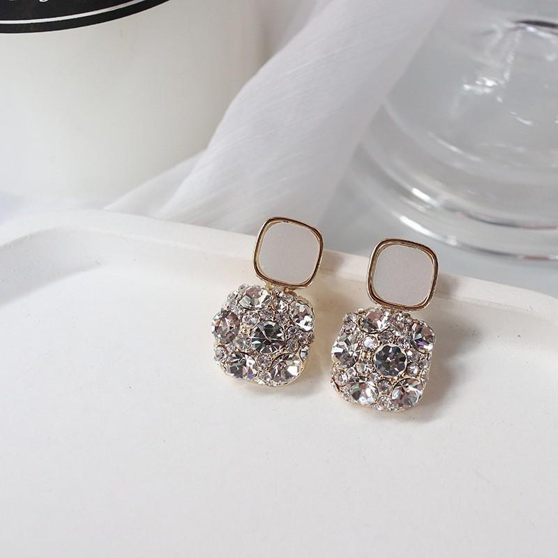 Water Drop Pearl Rhinestone Tassel Earrings