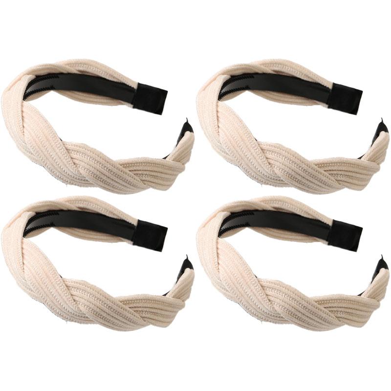 New Simple Wide Side Edge Fabric Hair Band Women Fashion Korean Retro Braided Headband Solid Knot Hoop Girls Hair Accessories