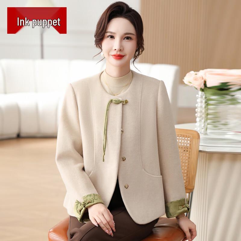 New Chinese Style Pleated Autumn Jacket for Middle-Aged Women