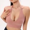 Hanging Neck Deep V Triangle Cup Seamless European and American Fitness Bra Adjustable Shoulder Strap Beauty Back Running Yoga Base Vest