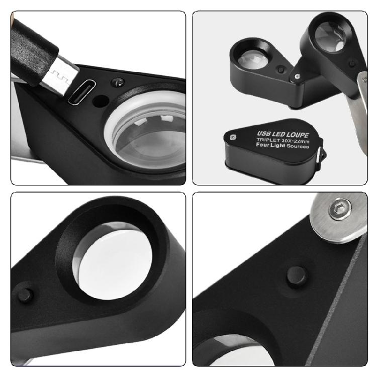 10X 20X 30X Magnification Jewelers Eye Loupes with 21mm Lens and LED Light for Gem Coin Stamps and Antiques