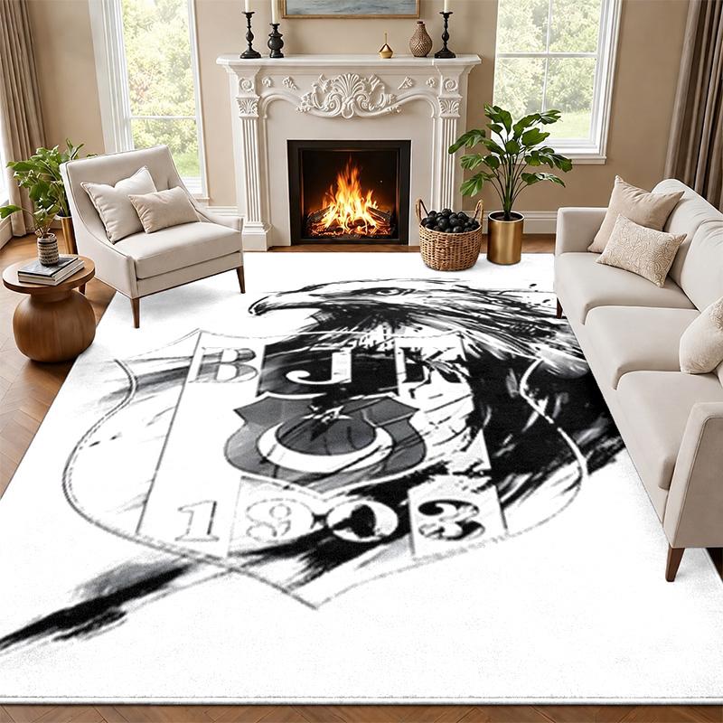 Besiktas JK Carpet Door Mat for Living Room or Bedroom Protective Mat Under Chair Office Decoration Christmas Gift Birthday Present