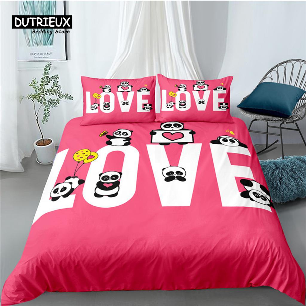 Cartoon Animals Bedding Set For Kids Children Panda Dinosaur Print Duvet Cover Set Comforter Cover With Pillowcase Bedroom Decor