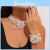 Europeanamerican Layered Retro Necklace Pearl French Beaded Choker For Women