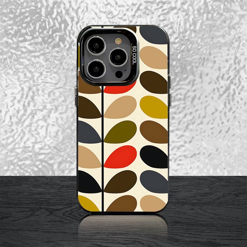Multi Stem O-Orla K-Kiely Folio Phone Case For iPhone 16,15,14,13,12,11,Pro,X,Max,Plus,Mini,SE Black Candy Matte Shockproof Case