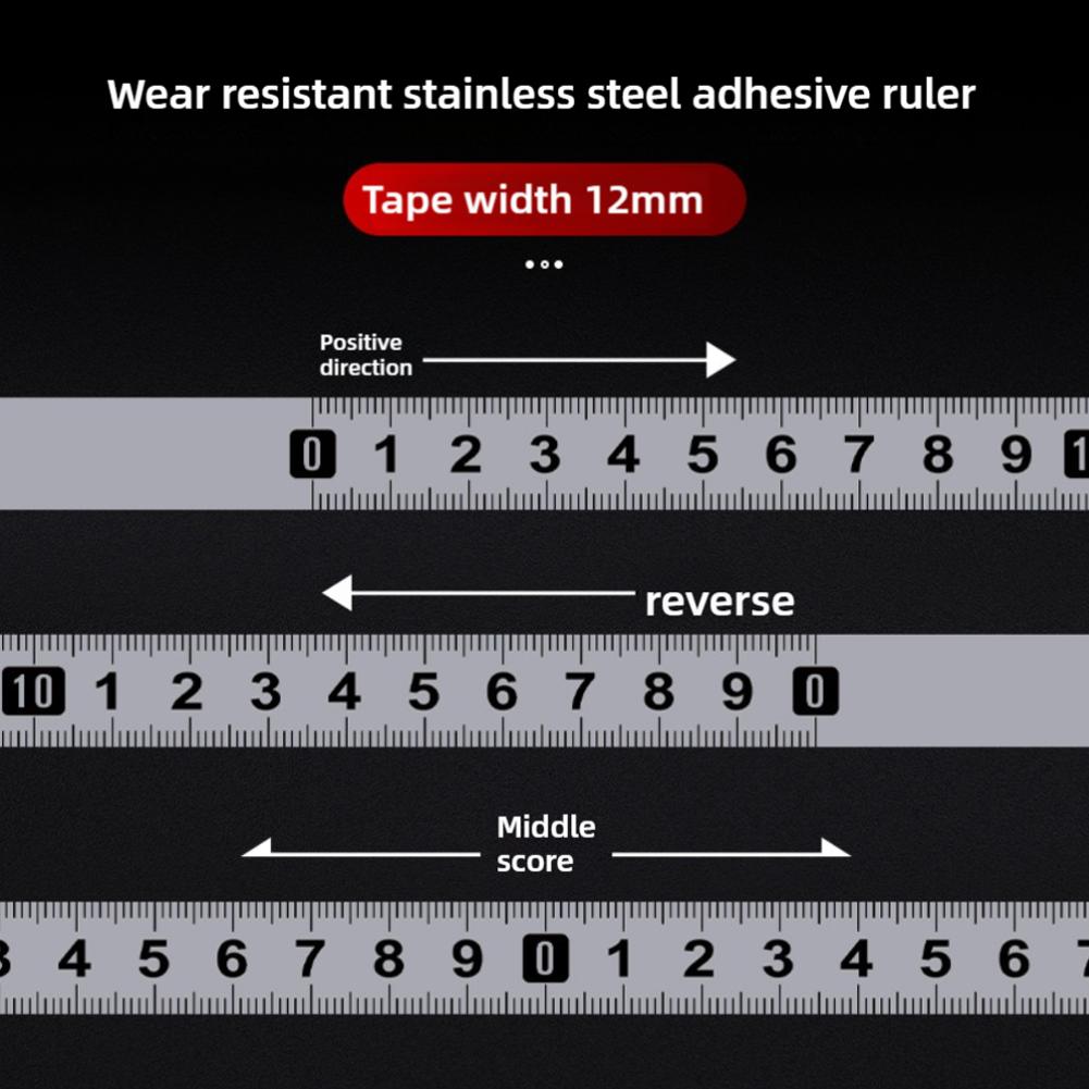 Self-Adhesive Measuring Tape Stainless Steel Workbench Ruler Adhesive Backed Tape Measure Metric Scale  Sticky Ruler