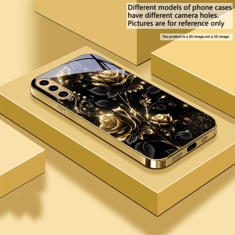 Jewel like brilliance For Samsung A 01 52S A04 A05S A10 A12 A13 22 23 24 36 42 M02 Note 10 20Ultra 8 9 Golden glass phone case