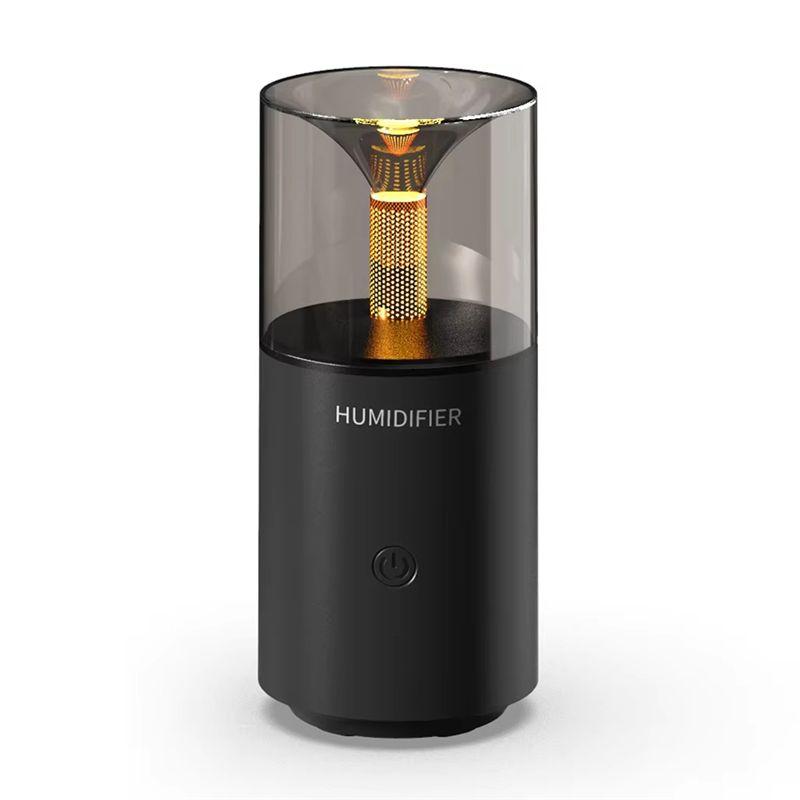 AEE4-Candlelight Aroma Diffuser USB Electric Ultrasonic Mist Maker Air Humidifier For Car Fragrance Essential Diffuser Black