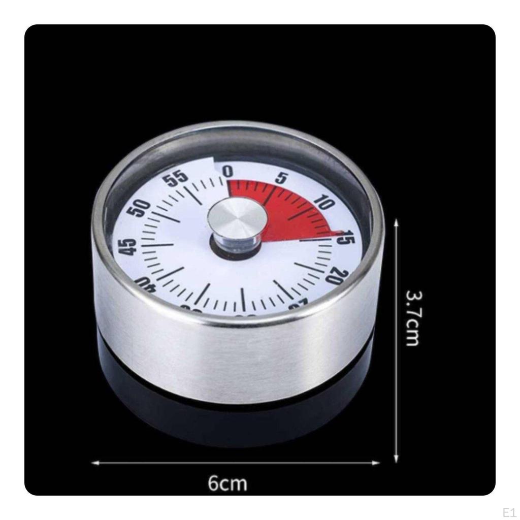 Mechanical Timer No Required Kitchen Loud Alarm Stainless Steel Timekeeping Clock for