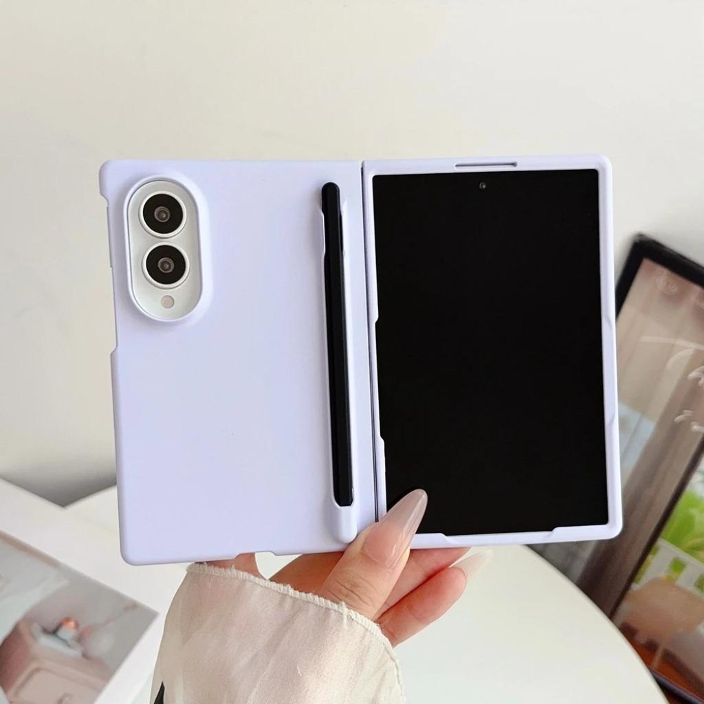 Shockproof Hard PC Pen Slot Phone Case with Stylus For Samsung Galaxy Z Fold 8 7 6 5 4 Fold8 Ultra Matte Candy Color Cover