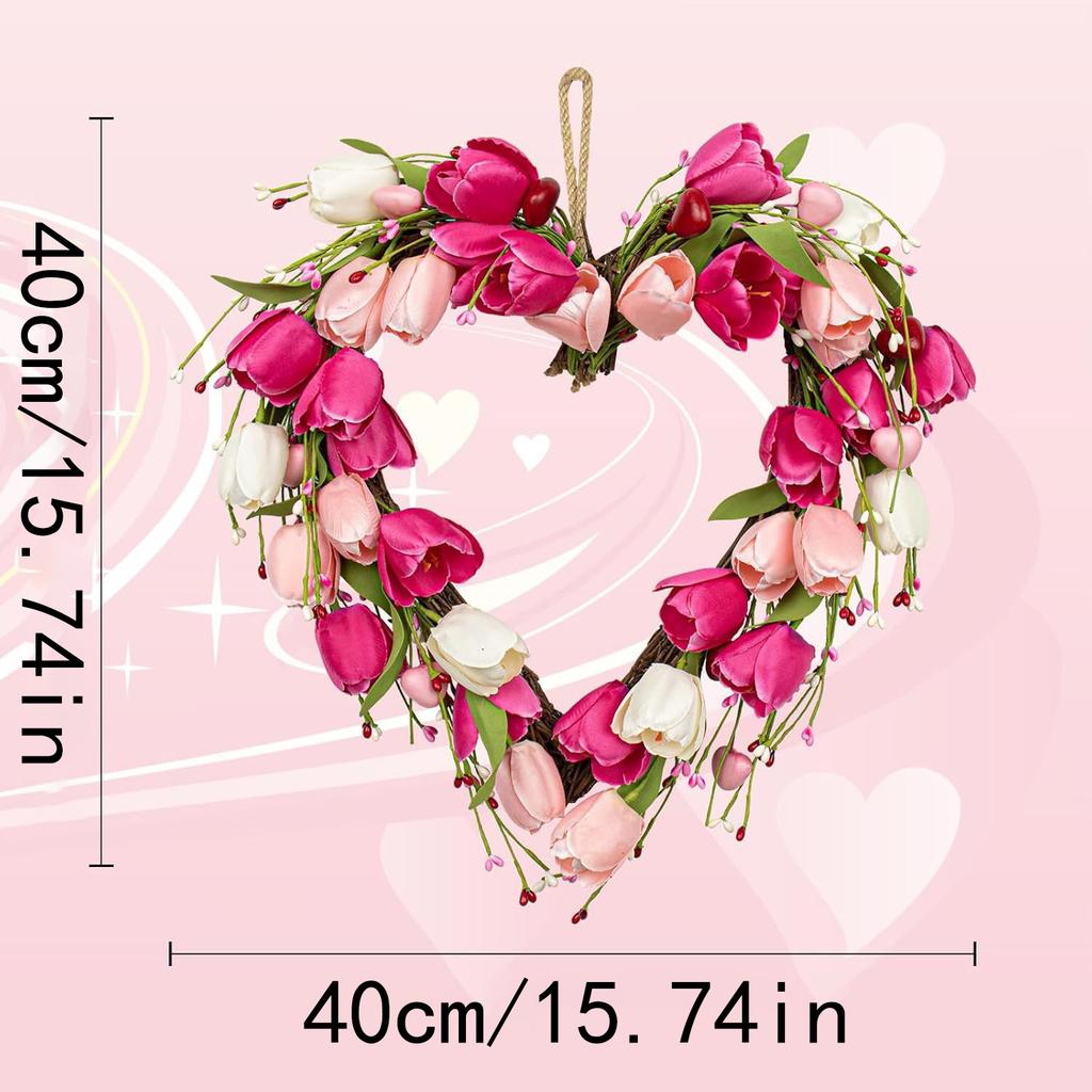 Home Decoration Heart Shaped Heart Shaped Wreath Valentine'S Day Wreath 40cm Mother'S Day Decoration For Bedroom Valentine'S Day