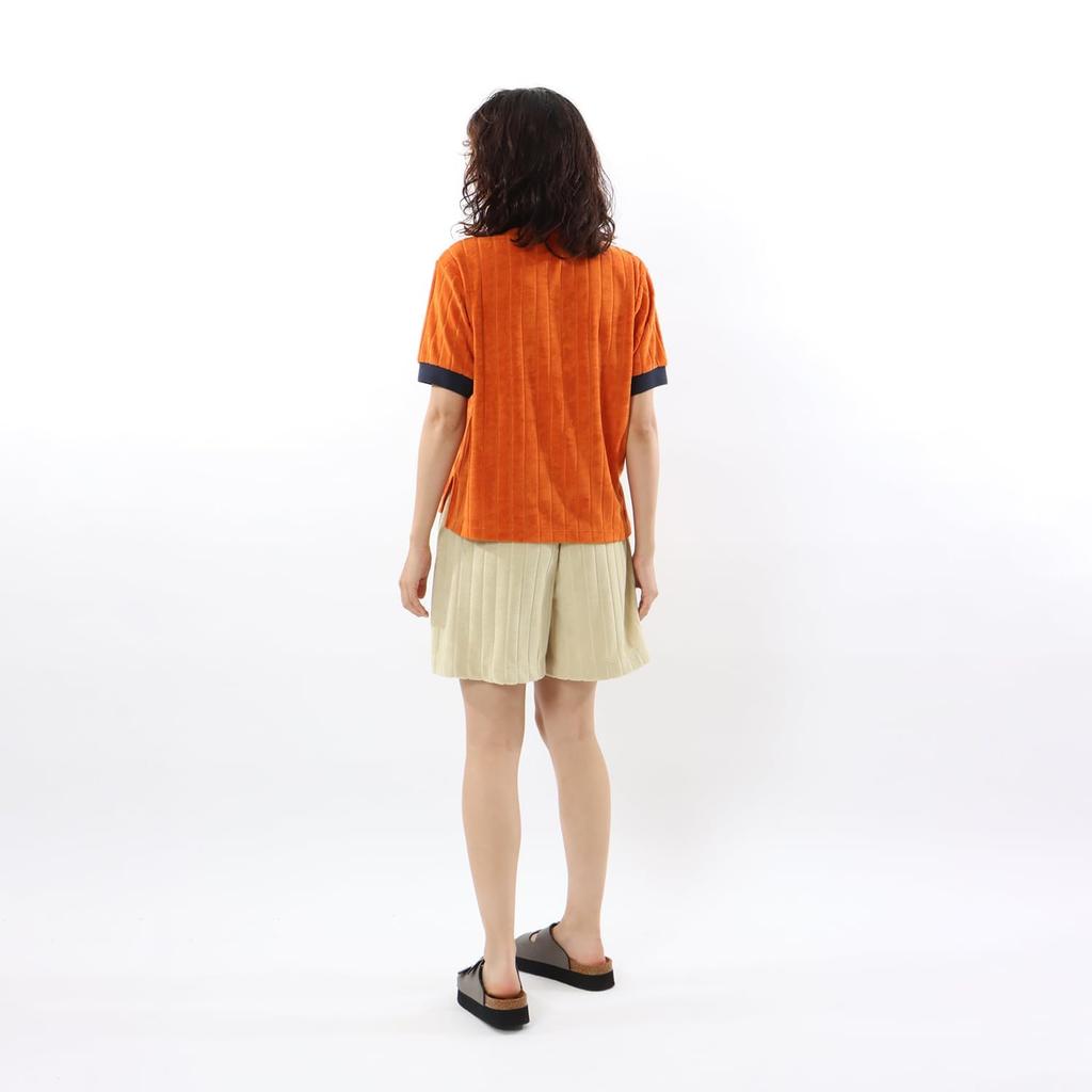 Short Sleeve Ribbed Embroidery One Point Logo Polo Shirt Casual Dark Orange [Champion] Women's CW-Z308