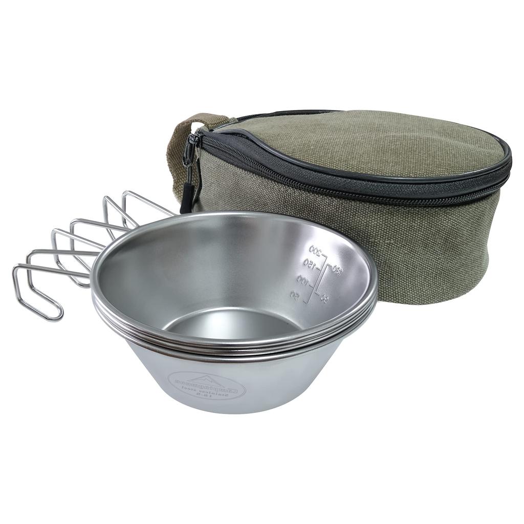CAMPING MOON Camping Cups, Stainless Steel Sierra Cup, 310ml, 3-Piece Set with Storage Case, S220-3P+B