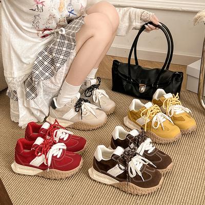 2025 New Popular Thick-soled Low-top German Training Shoes Women's Spring and Summer Dad Shoes Heightened Versatile Sports and Leisure Shoes