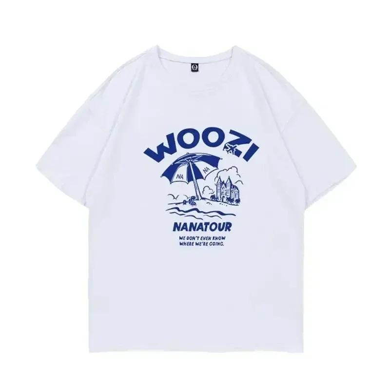 Sommer Einfach Weiß Buchstabe Mode Harajuku Druck Kurzarm Kpop Nana Damen T-Shirt SCoups Jeonghan The8 Y2k Damen Oberteil
