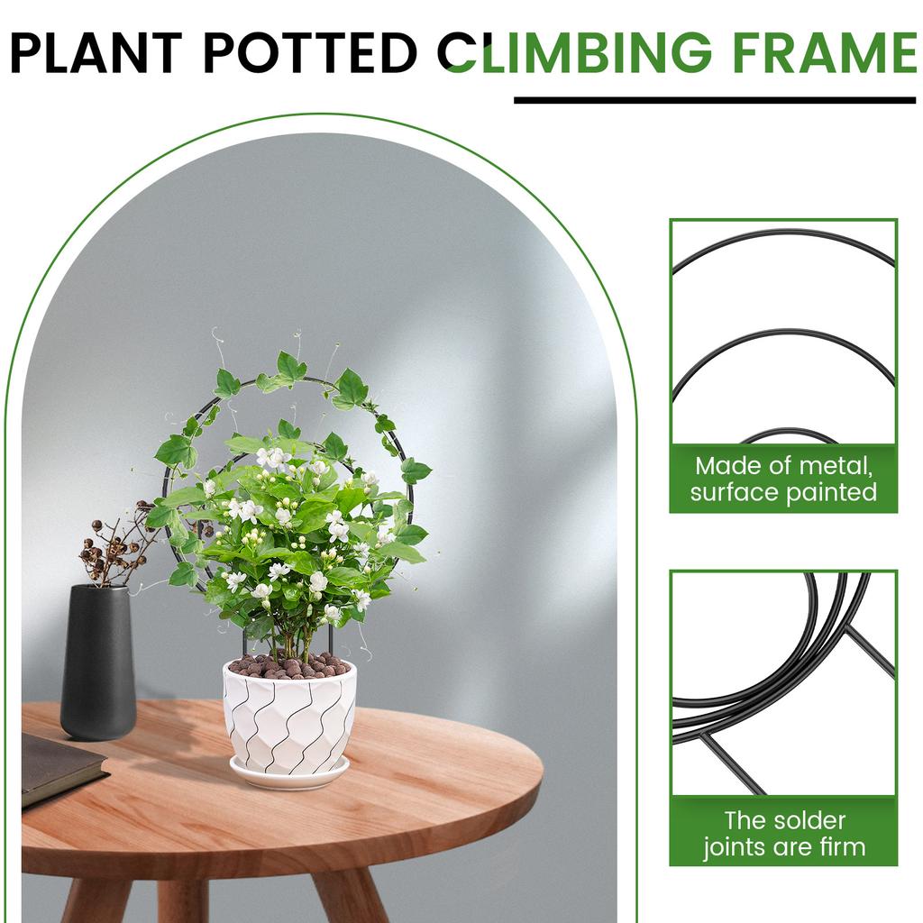 6 Stück Pflanzenstützstab Ständer Rund Garten Wein Klettergestell Metall Balkon Bonsai Blume Befestigungsstab Spalier