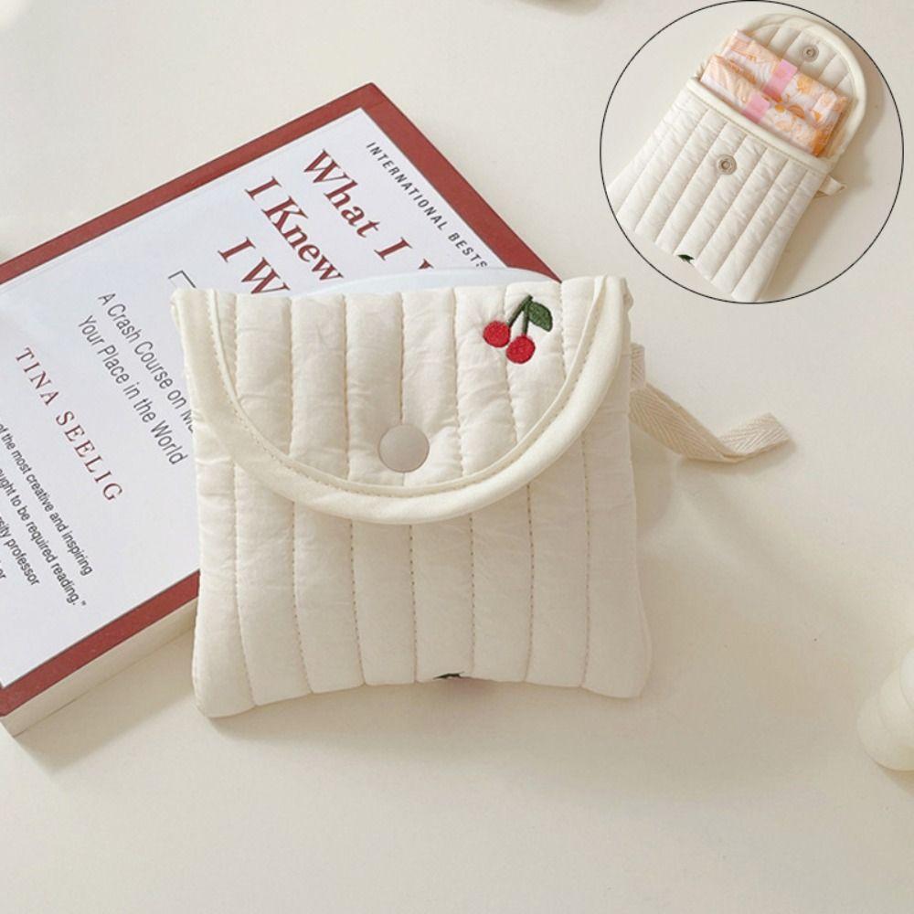 New Cherry Period Bag Large Capacity Portable Sanitary Napkin Storage Bag Multifunctional Discreet Menstrual Pouch Women