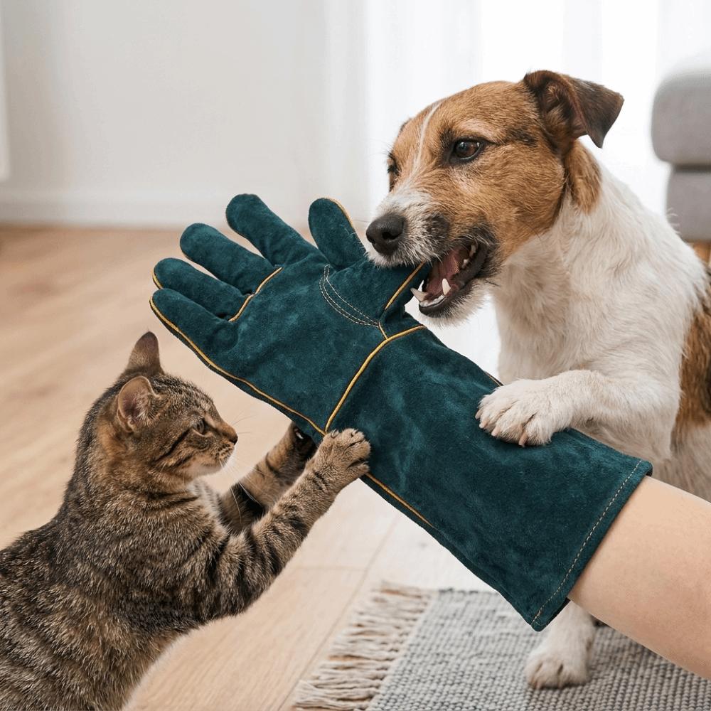 60Cm Length Pet Bite Tough Glove Extended Cuff Thick Cowhide Anti Scratch Glove Tear Proof Sturdy Texture
