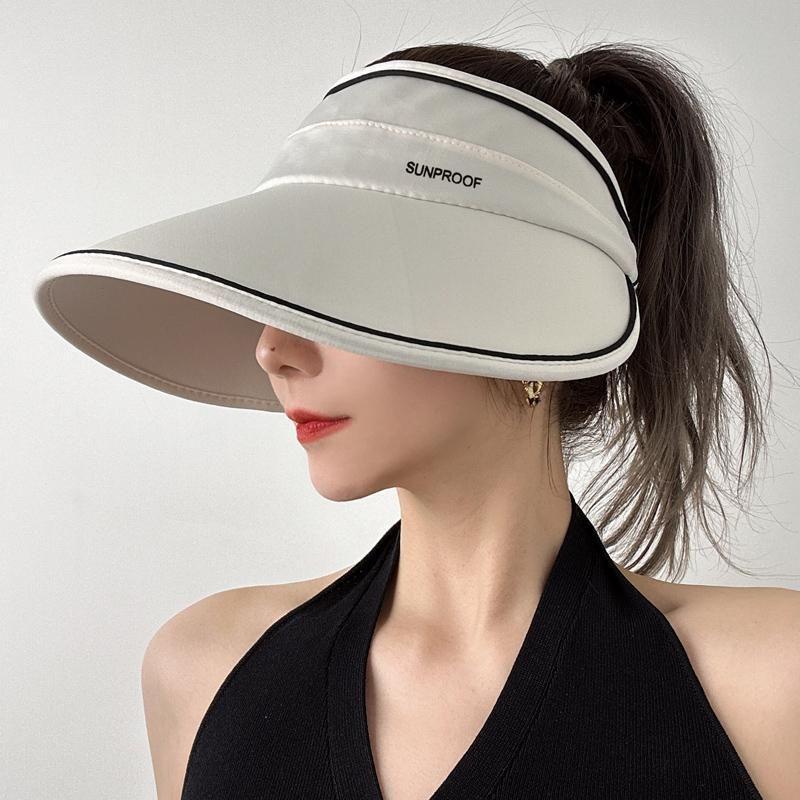 

Summer UV-Proof Ice Silk Air Top Sun Protection Hat Women s Line Seamless Sun Hat Cover Face Show Face Small Big Brim Sun Hat D-268 beige cap