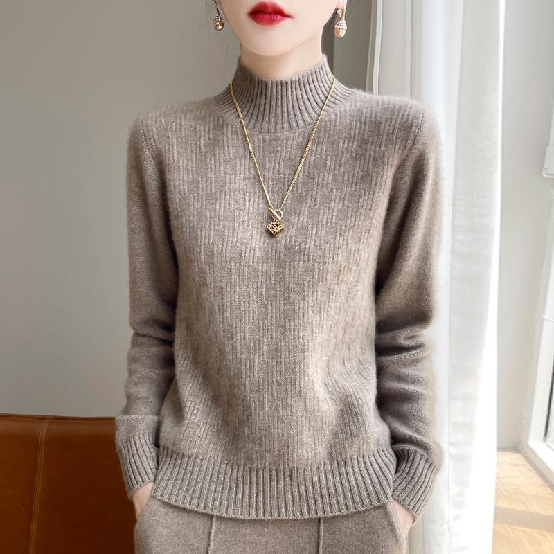 Women's Cashmere Sweater Qinghe Cashmere 30% Cashmere 70% Wool Autumn and Winter Cashmere Thick Pullover Soft and Warm