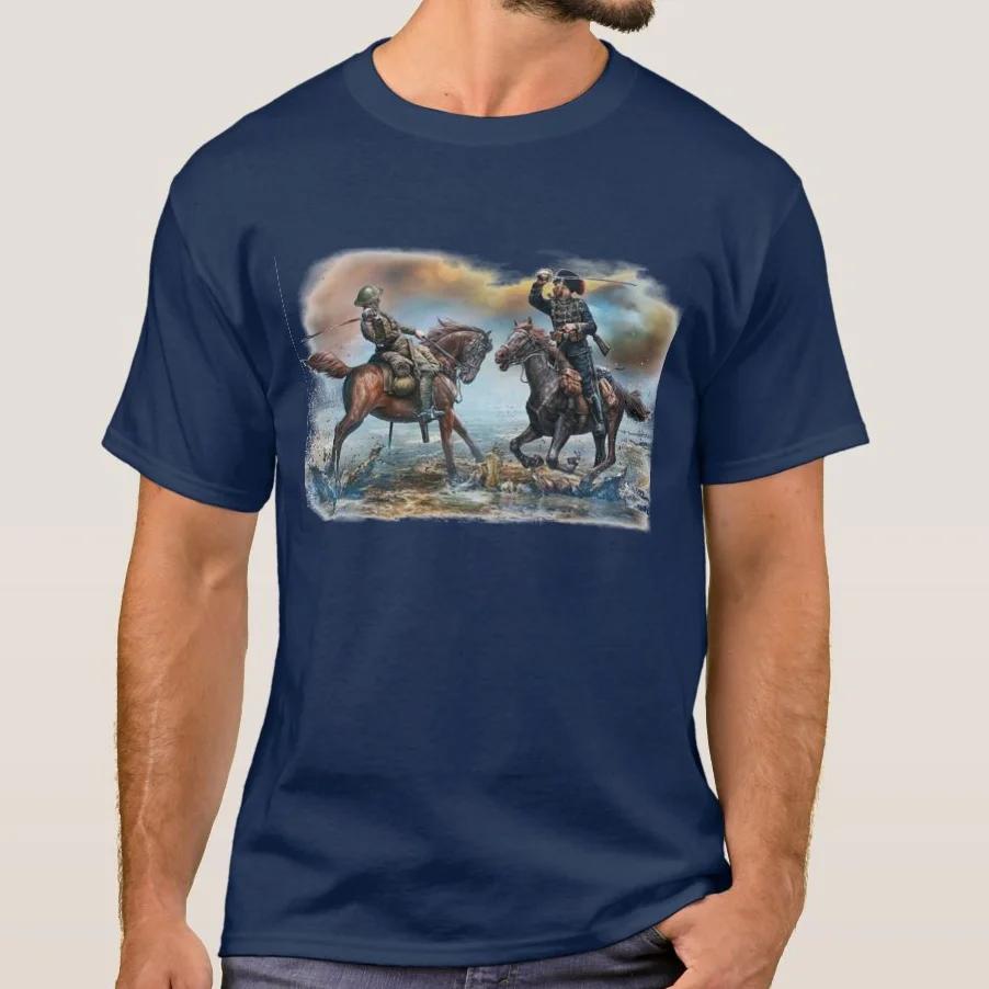 Vintage World War I British and German Cavalrymen Fighte TShirt Summer Cotton Short Sleeve ONeck Mens T Shirt New S3XL