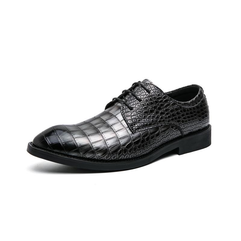 Men s Crocodile Pattern Lace-up Formal Leather Shoes, Large Sizes 38-46, British Style, Spring & Autumn 2022. 42 серебряный