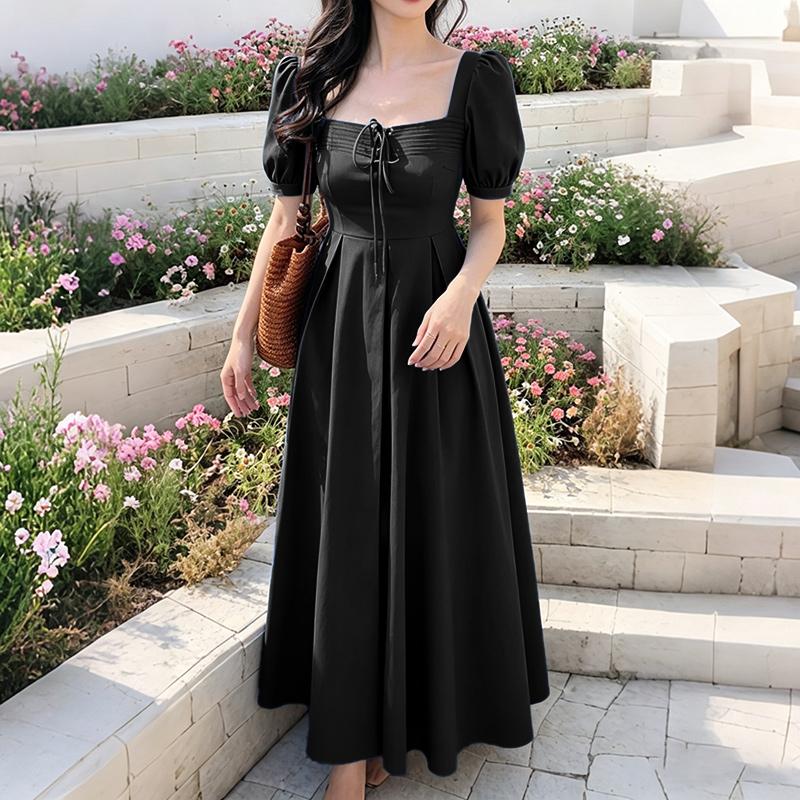 ZANZEA Vestido de Verano Casual para Mujer con Cuello Cuadrado y Manga Corta Elegante