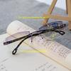 Rimless Bifocal Progressive Reading Glasses Men Women Near and Far Anti-blue Light Eyesglasses Vintage Prescription Eyewear
