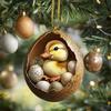 Christmas Ornament Acrylic Animal Egg Tree Pendant 2D Chicken Duck Turtle Eggshell Farm Decorations Holiday Gift for Family Friends