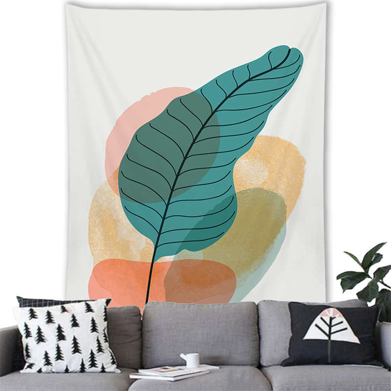Nordic Tapestry Morning Dew Plant Pattern Polyester Print Serene Bedroom Wall Landscape