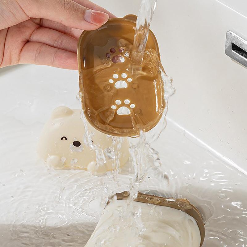 Portasapone portatile a forma di orso dei cartoni animati, scatola di immagazzinaggio sigillata, impermeabile, da viaggio, per la casa, il bagno, il campeggio, la scatola di immagazzinaggio portatile