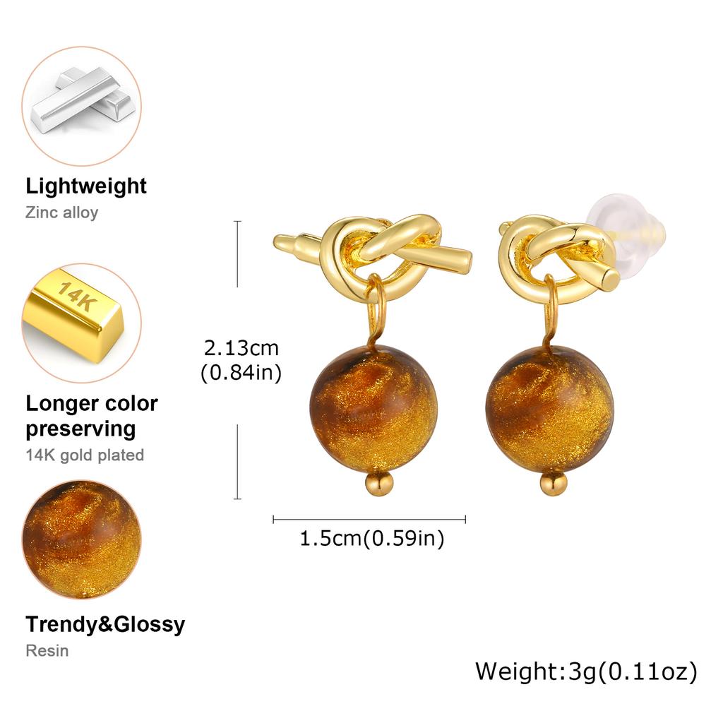 Women's Knot Tiger Eye Stud Earrings,Bead Pendant Geometric Earrings,Female Wedding Party Jewelry Gift