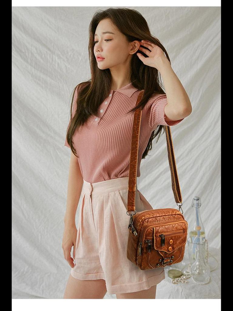 Summer 2024 Women's Soft Leather Mini Shoulder Bag - Casual Crossbody for Mobile Phone