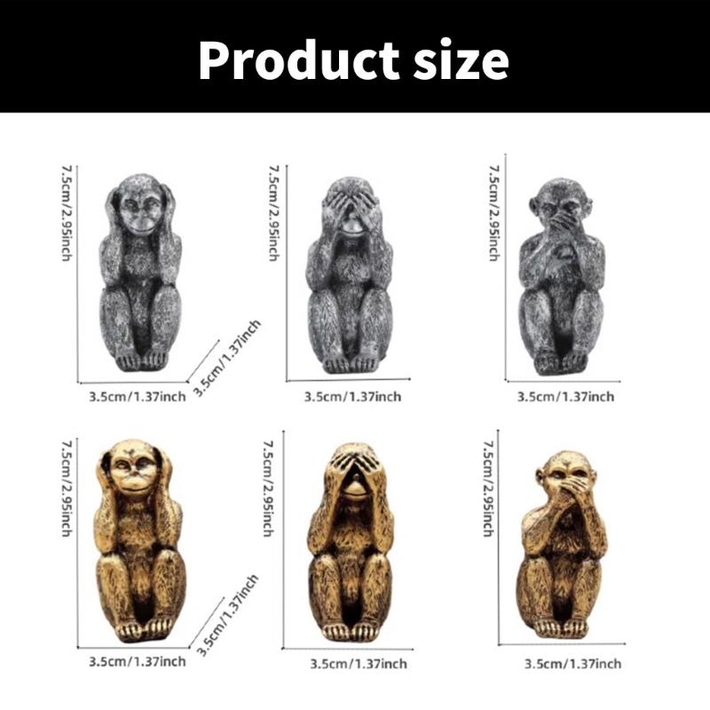 Sošky Tří moudrých opic Nevidím Neslyším Nemluvím Zlo Ozdoby do obývacího pokoje kanceláře