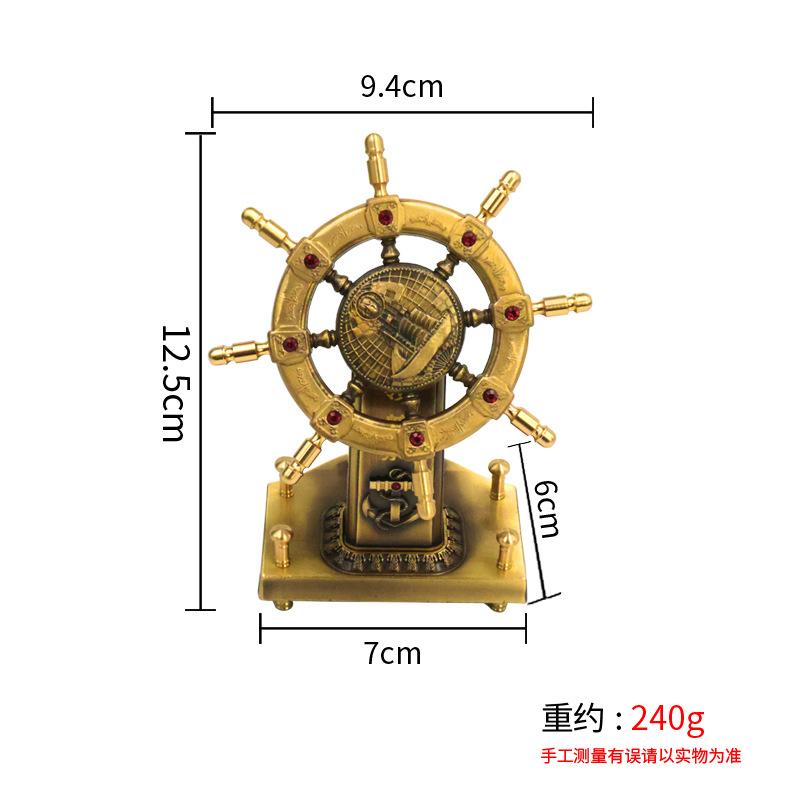 

Pilot Ship Wheel Compass Rotating Ornament Brass Craft Company Office Decoration One Piece Dropshipping