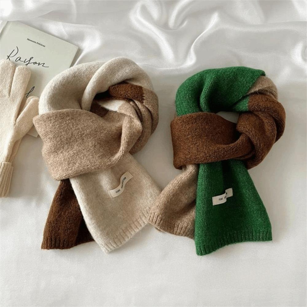Woolen Cashmere Shawl Wraps Winter Neck Scarf Retro Patchwork Color Scarf Outdoor