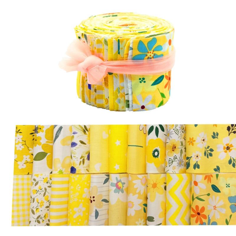 

40Pcs 6.3x50cm Yellow Jelly Roll Cotton Strips - Plain Weave Quilting Fabric for Blanket Doll Clothes & Patchwork Craft 40Pcs жёлтый