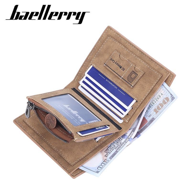 Wallet Men's Short Style European American Retro Multi Card Business Ticket Holder Vertical Zipper