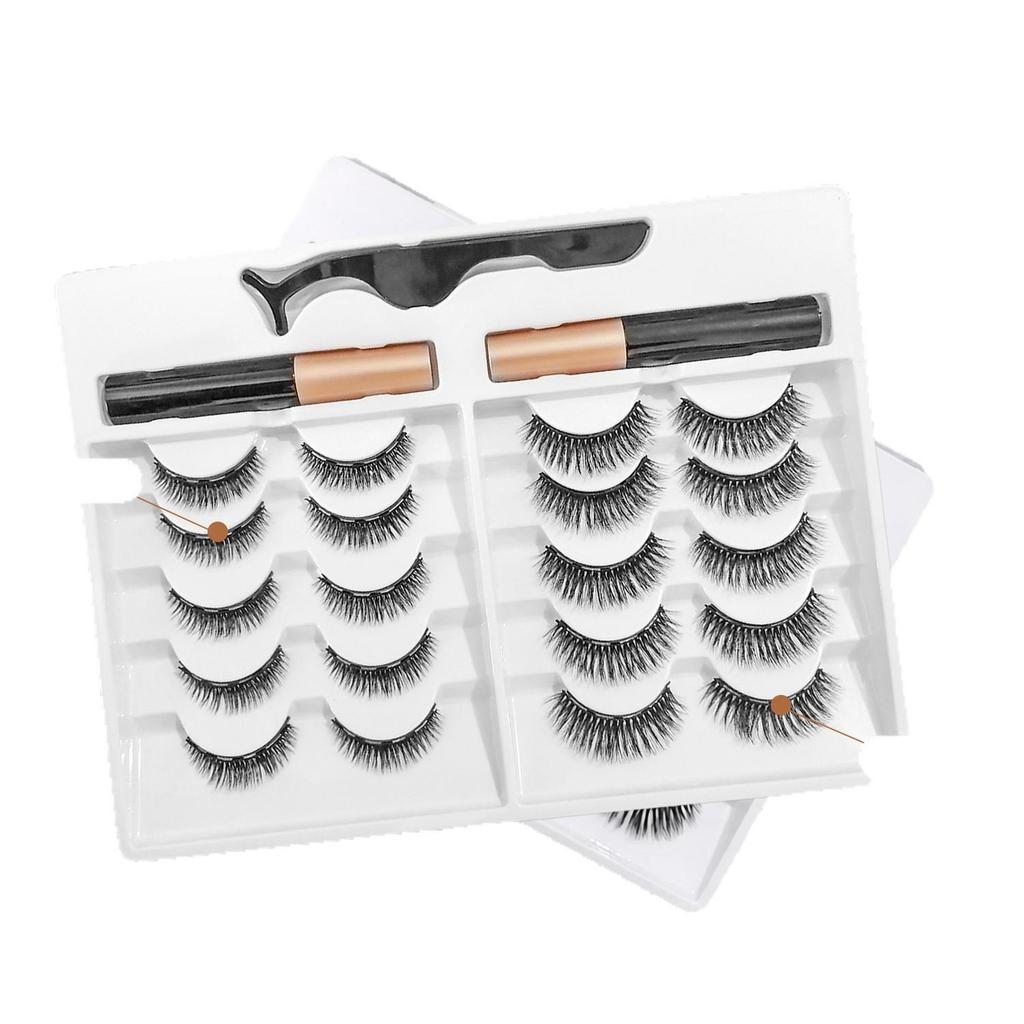 Magnetic Eyelash Curling Set with Glue-Free False Lashes - 10 Pairs Mixed