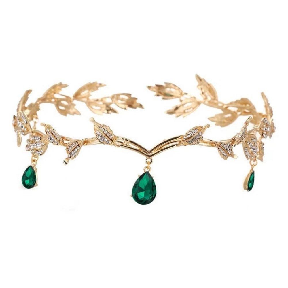 Leaves Shape Forehead Chain Rhinestone Forehead Ornaments Sweet Bride Tiara  Wedding