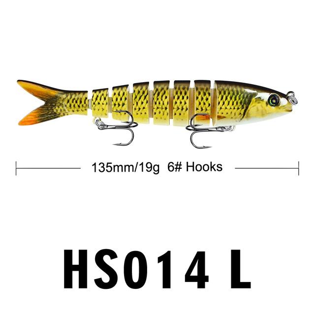 1PC [Ready Stock] 8 Sections Fishing Lure 13.5cm/19g 10cm/15.5g Jointed Swimbait Sinking Trout Wobbler Bait 6# Hook Fishing Tackle